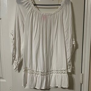 Sunny Leigh White Lace Accent Blouse